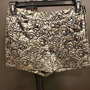 METALLIC GOLD WITH BLACK FLOWER ACCENTS - SHORTS